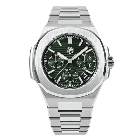 San Martin Multi-function Mens Luxury Watch 43mm Watch SN075GB- Green san martin watches india online
