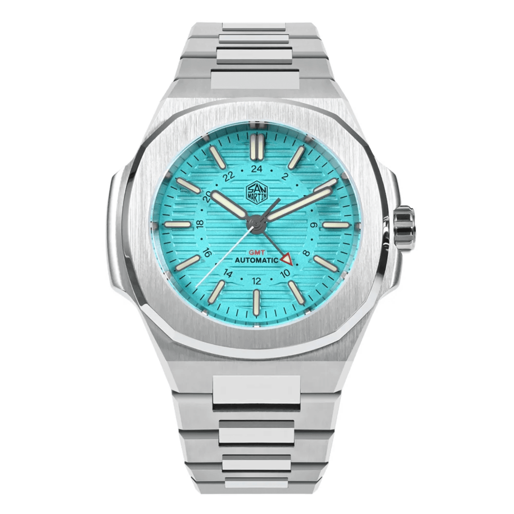 San Martin 43mm GMT Classic Business Luxury Watches SN075 - Tiffany Blue san martin watches india online