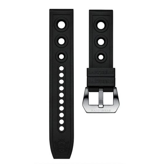 Steeldive Hole Rubber Watch Strap Watch Band - Black 20 mm