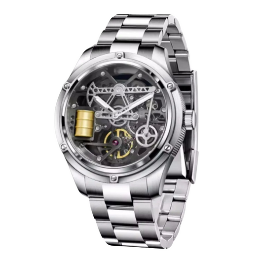 "Oil Money" with Barrel Automatic mechanical luxury men's watch wristwatch - Grey