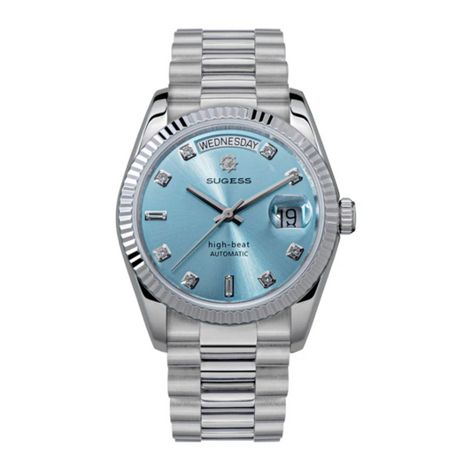 Sugess Heritage S449 DD Date and Day Display DD36 36mm Stainless Steel Light Blue Dial Automatic