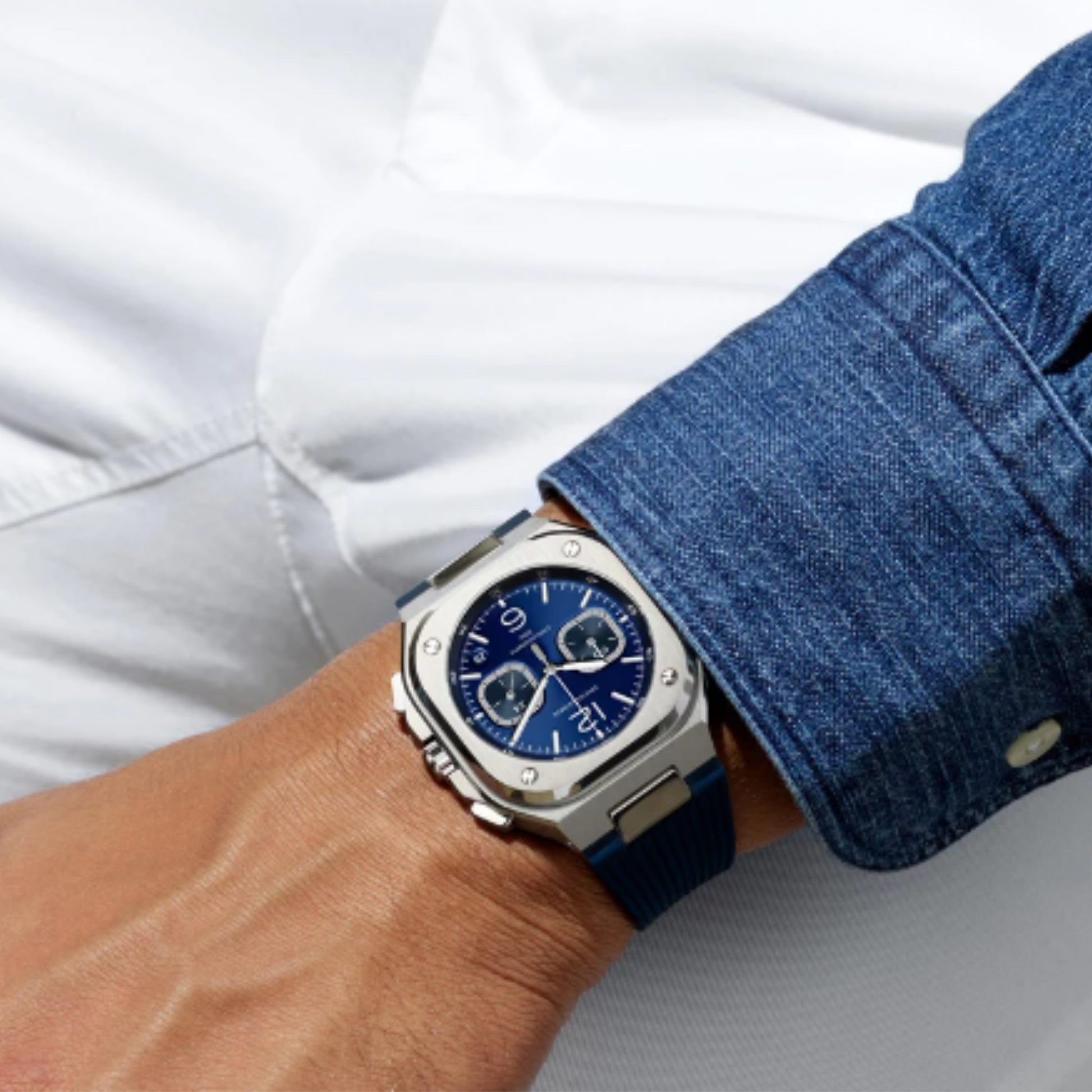 SPECHT SOHNE Men's Watch Calendar Timing Function Business Square Stainless Steel Watch Case Multifunctional Dress Wrist Watch