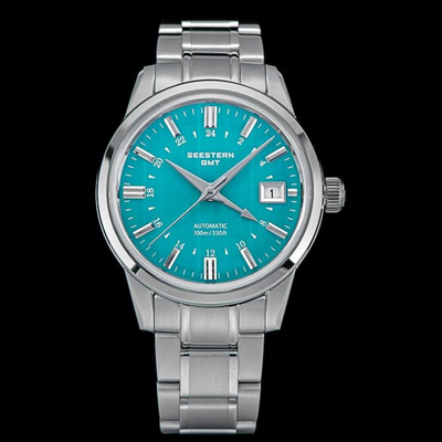 Seestern S446 GMT Watch Teal Colour Dial (Seiko NH34 GMT movement)