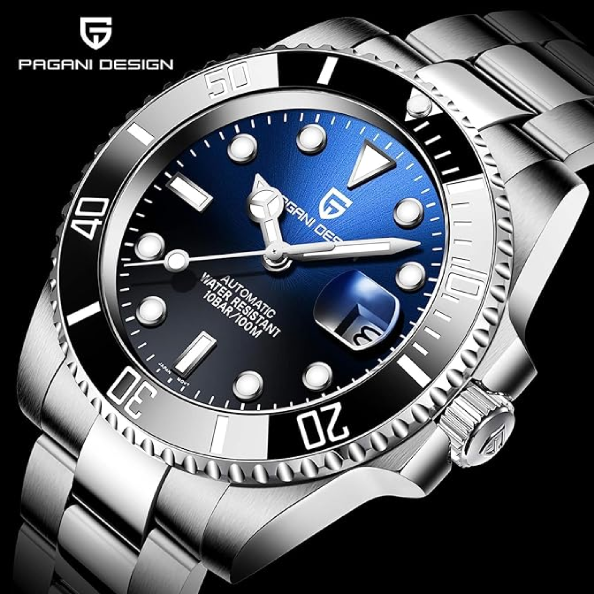 Pagani Design PD-1661 Waterproof Mechanical Automatic Watch Stainless Steel Men's 40MM Watch (Submariner)