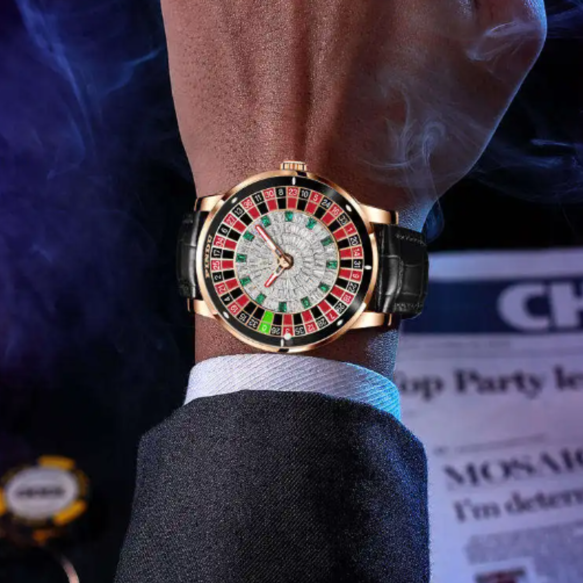 Luxury Casino Watch with Seiko NH-35 Automatic movement Crystal Diamond Watches Rotating Disk Mens Mechanical watch Roulette