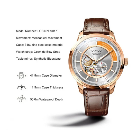 LOBINNI Men Dress Watch Sapphire Glass MIYOTA Movement Watches Top Brand Luxury Automatic Mechanical Watch Waterproof Clock - 9017