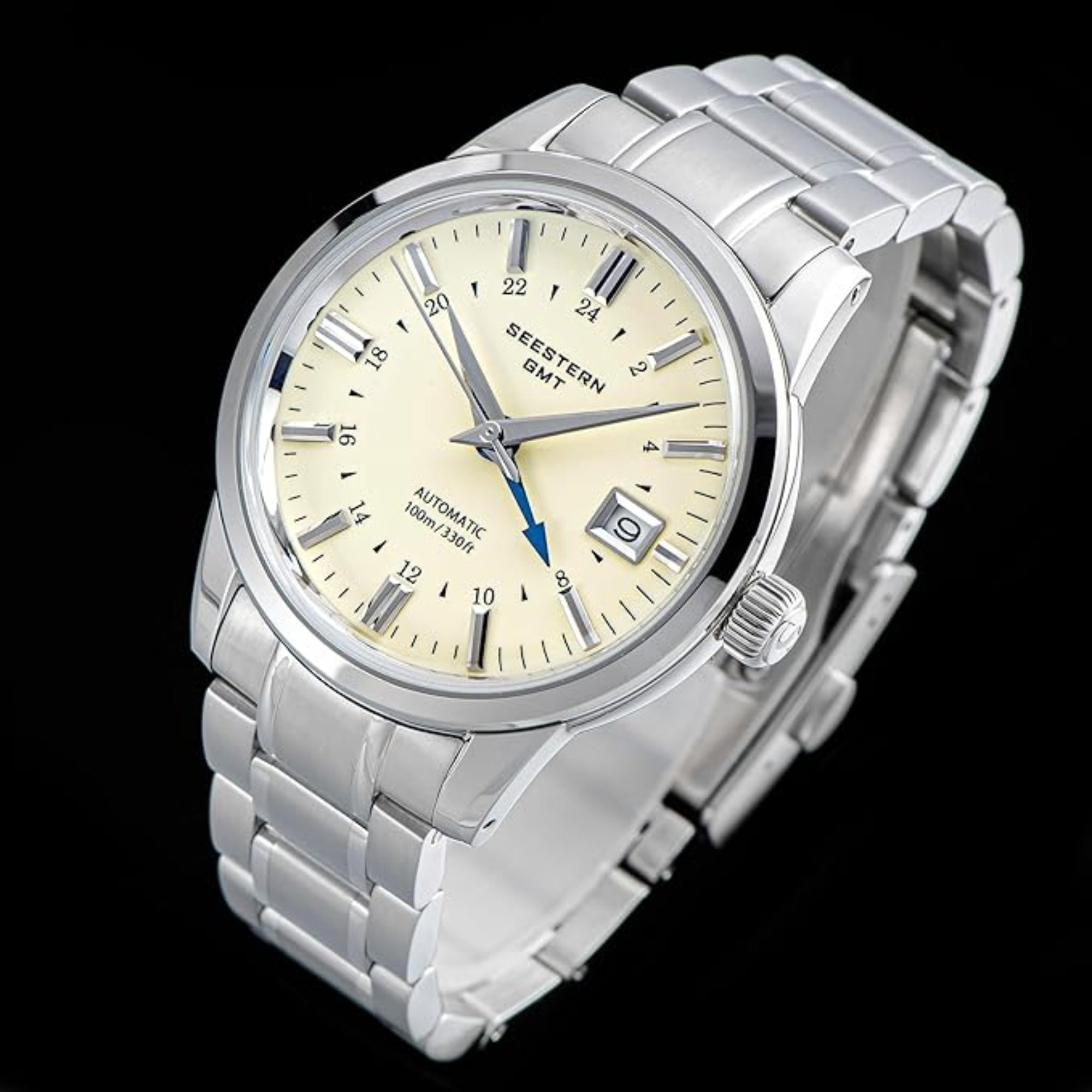 Seestern S446 GMT Watch Cream Dial (Seiko NH34 GMT movement)