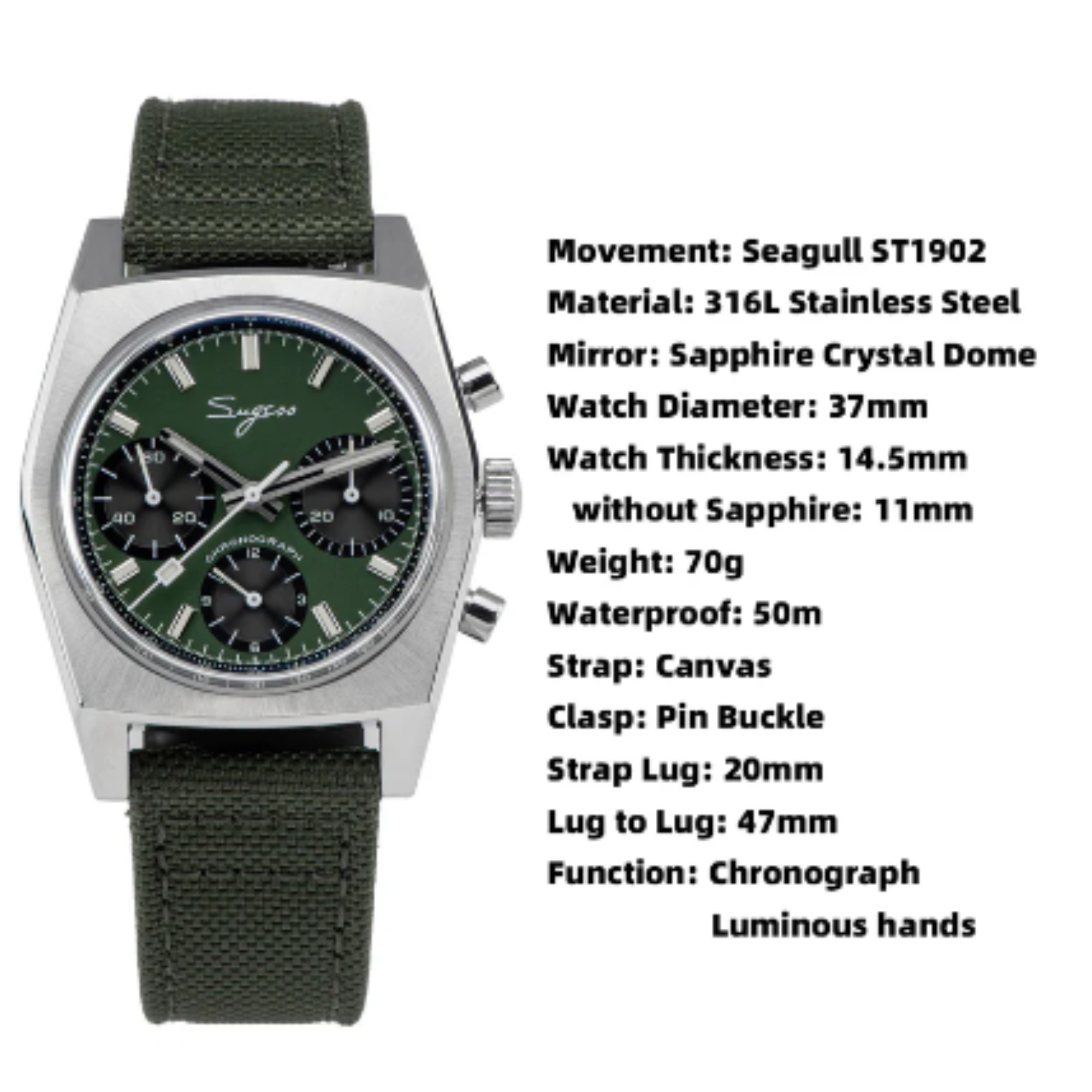 Chrono Heritage S419 Chronograph Green Dial