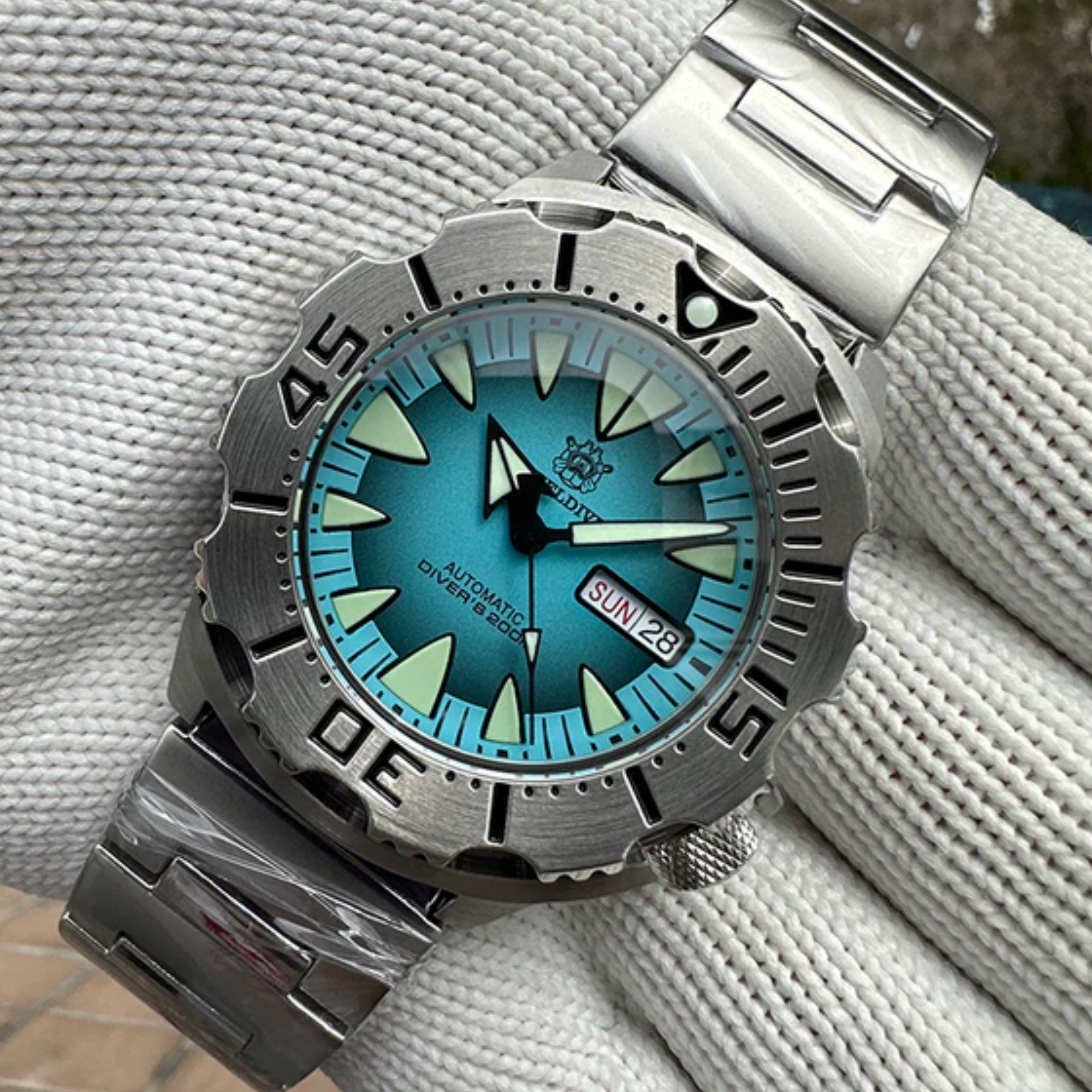 Steeldive SD1984 NH36 Automatic Monster Men Watch - Turquoise Blue