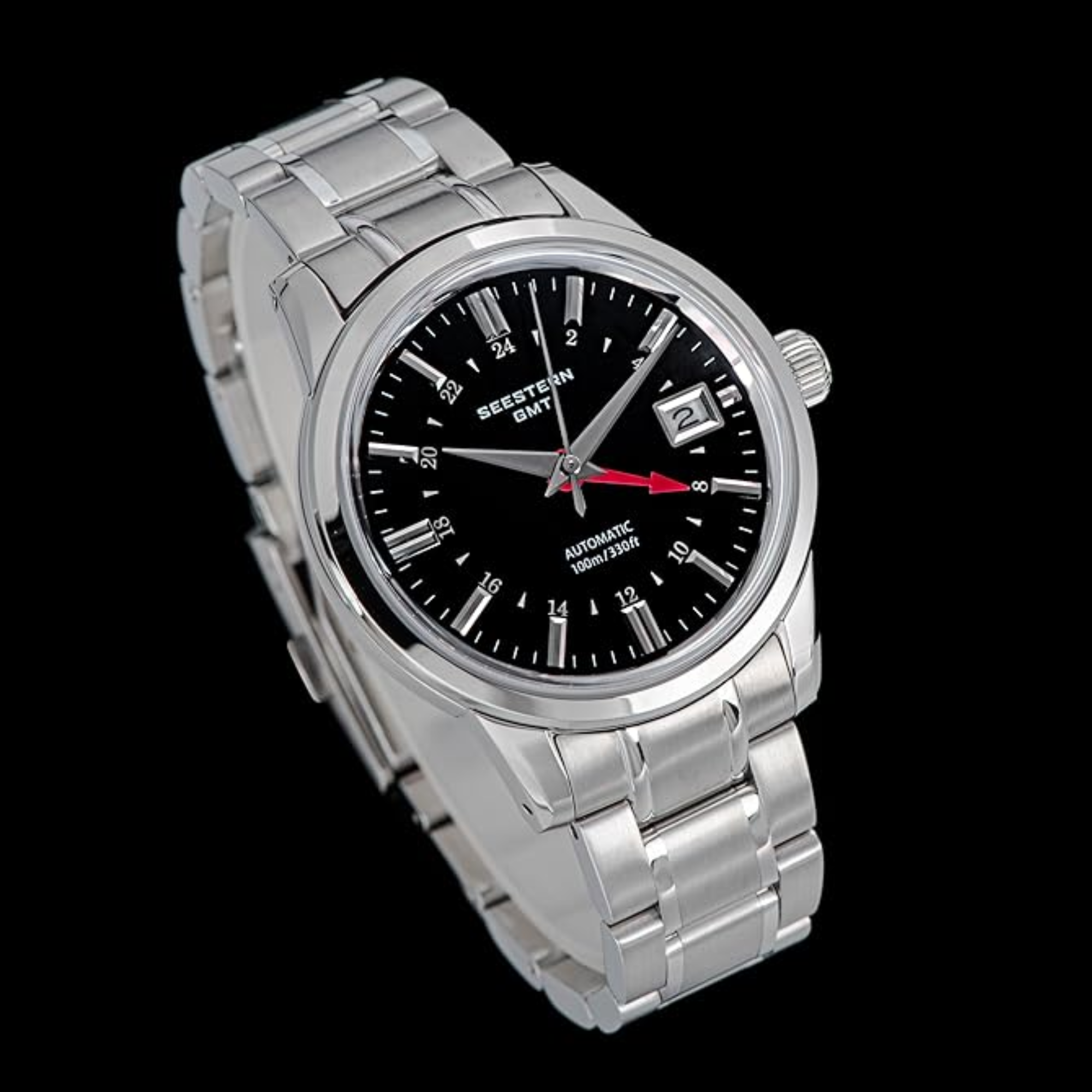 Seestern S446 GMT Watch Black Dial (Seiko NH34 GMT movement)