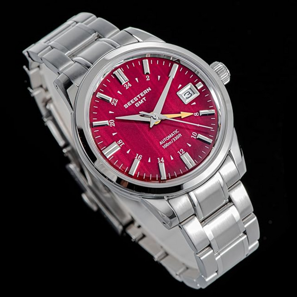 Seestern S446 GMT Watch Red Dial (Seiko NH34 GMT movement)