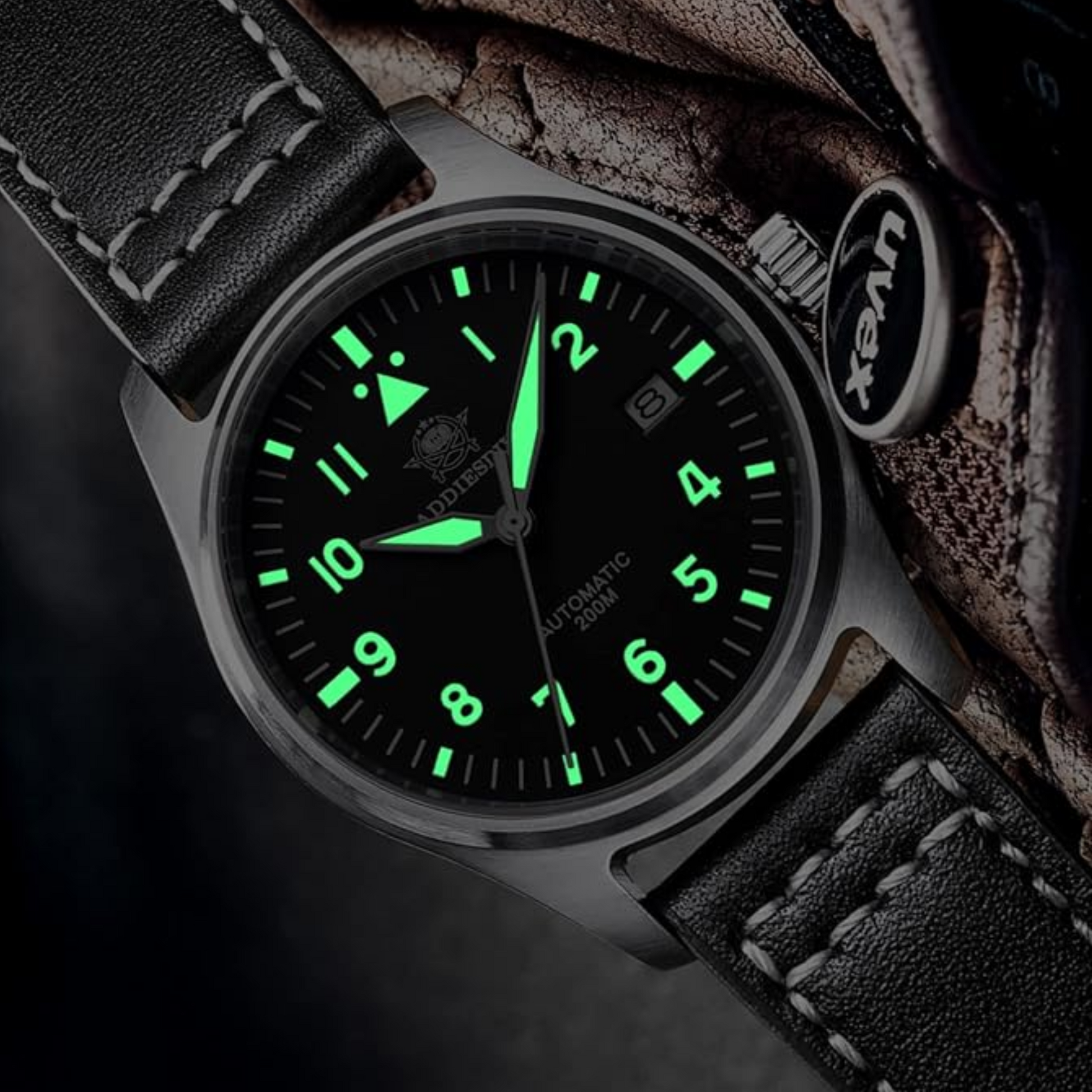 ADDIESDIVE®39mm Leather Men's Elegant Automatic Watch Diver 200M (MY-H2)