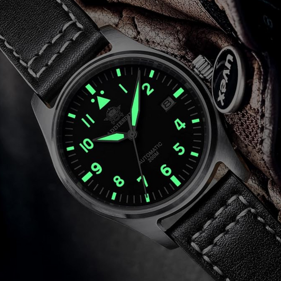 ADDIESDIVE®39mm Leather Men's Elegant Automatic Watch Diver 200M (MY-H2)