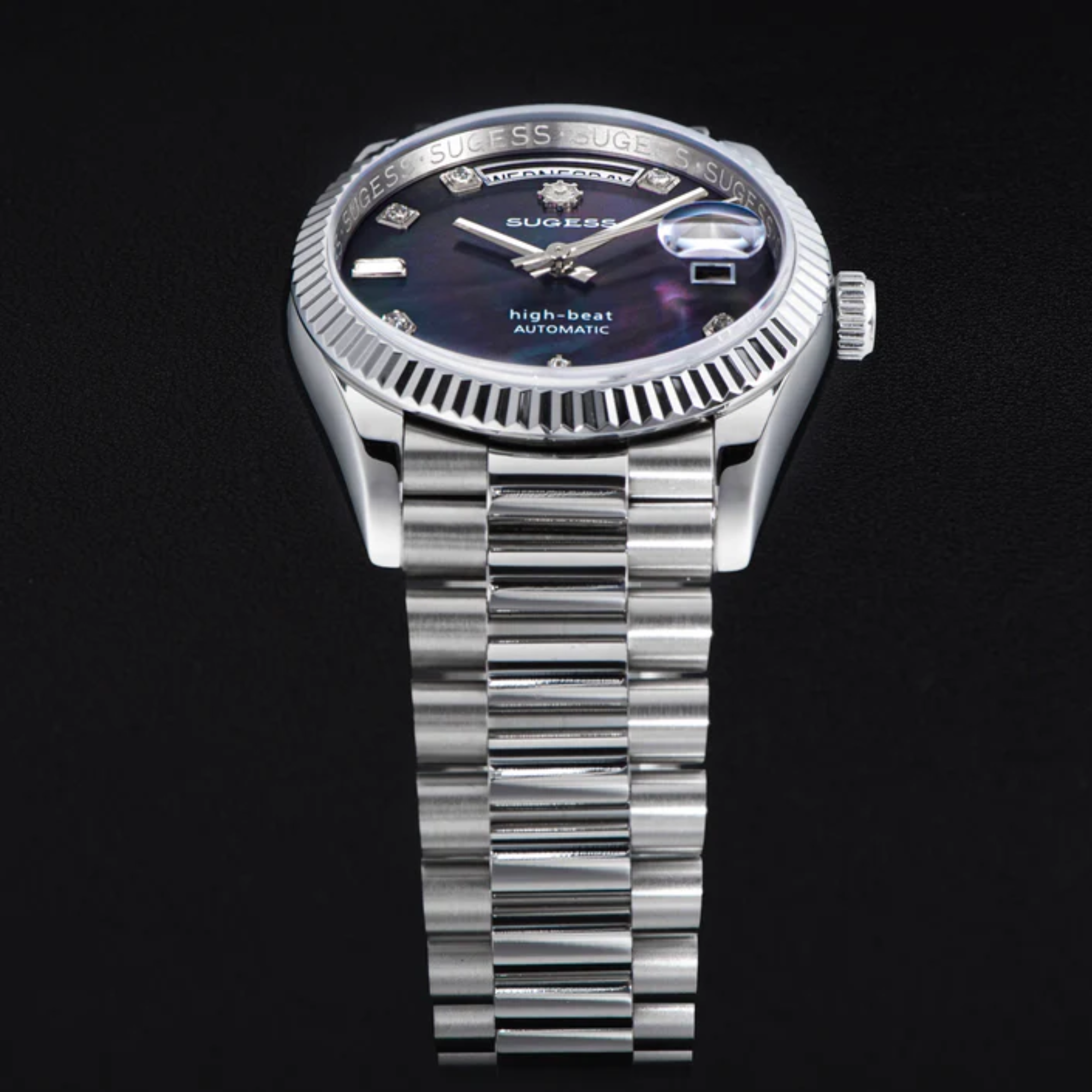 Sugess Heritage S449 DD Date and Day Display DD36 36mm Stainless Steel Black Pearl Dial Automatic