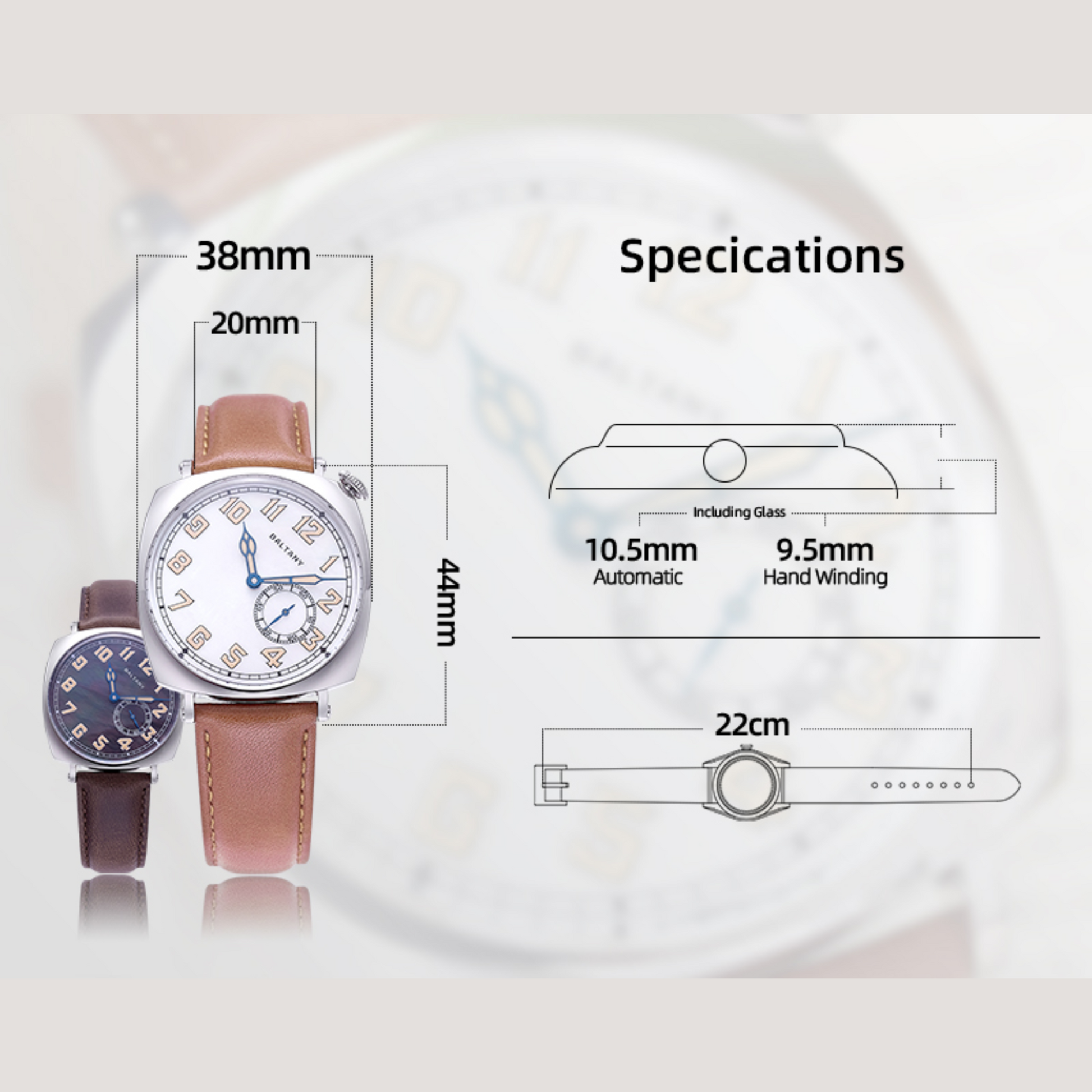 Baltany S4071A Luxury Mens with automatic Seagull ST-1701 movement