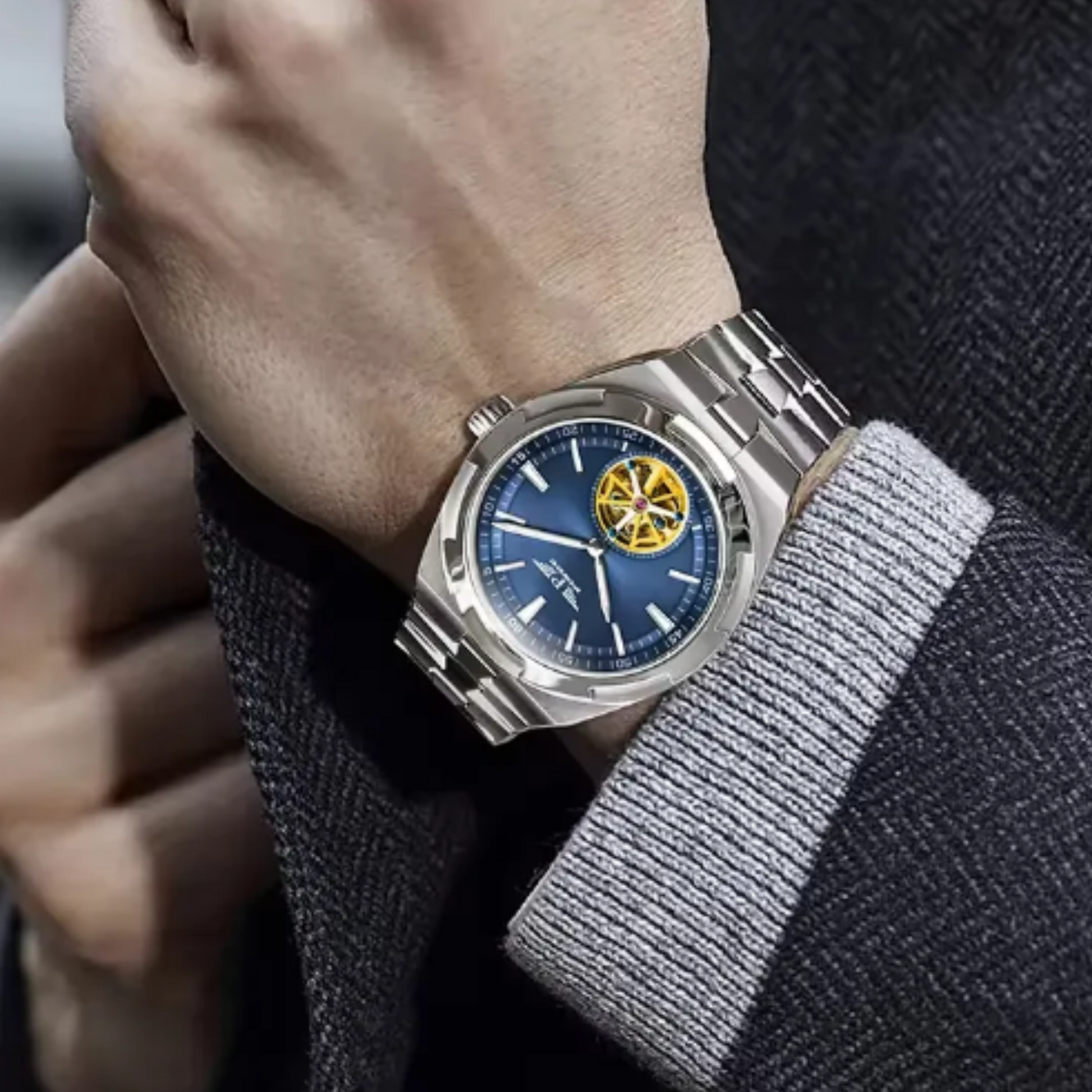 Oversea Design Luxury Classic Automatic Wristwatch Stainless watch skeleton Mechanical men Watches