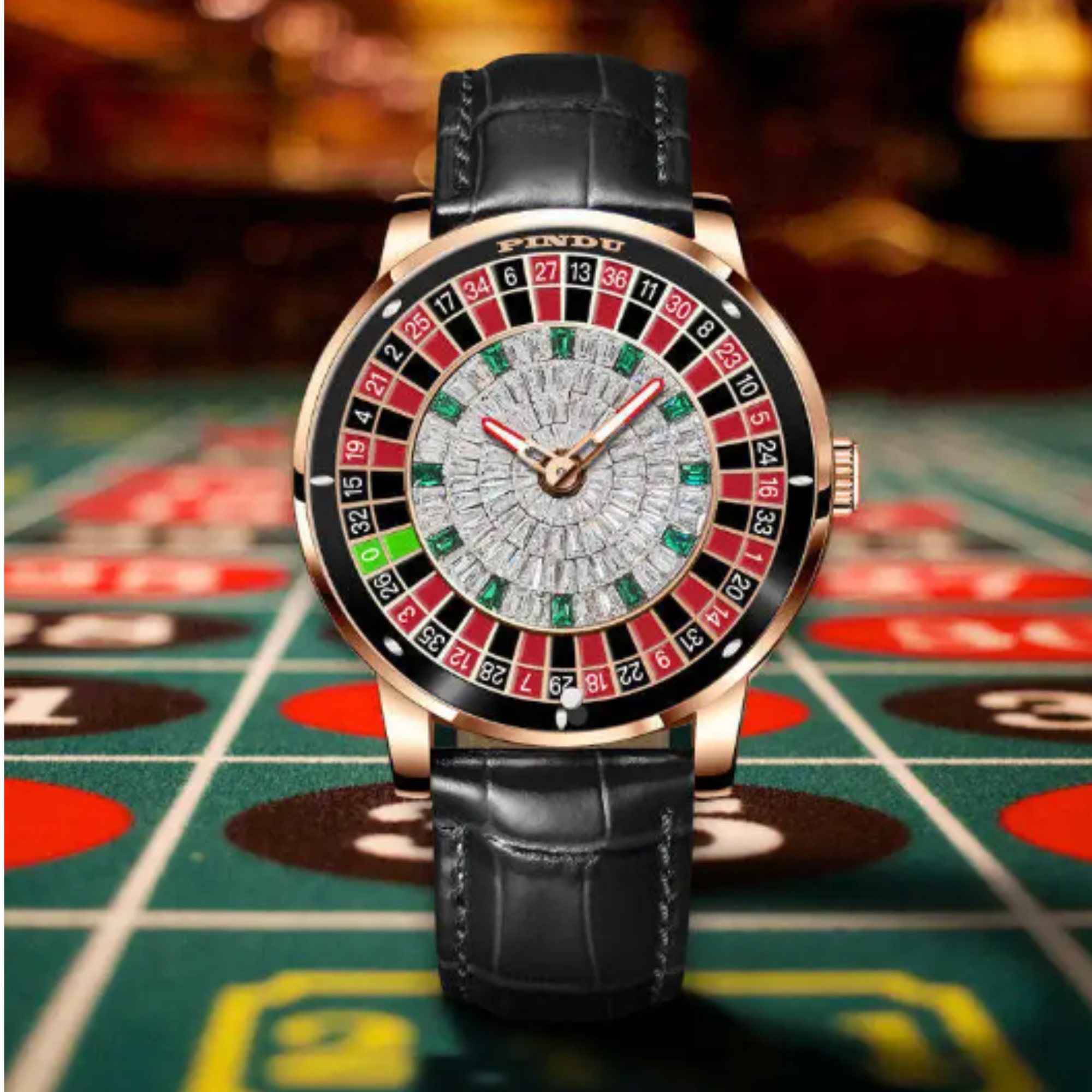 Luxury Casino Watch with Seiko NH-35 Automatic movement Crystal Diamond Watches Rotating Disk Mens Mechanical watch Roulette