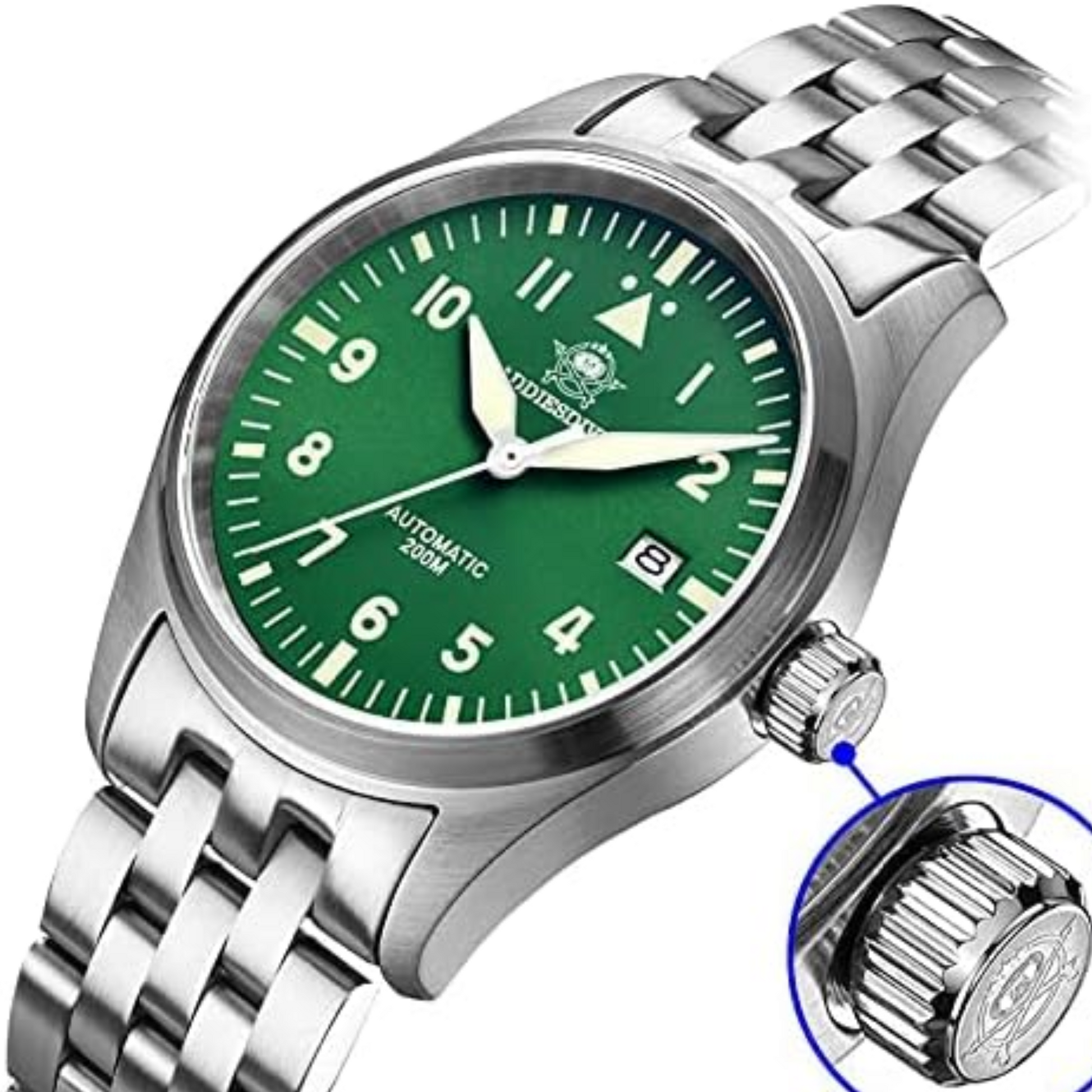 ADDIESDIVE®39mm Leather Men's Elegant Automatic Watch Diver 200M (MY-H2)