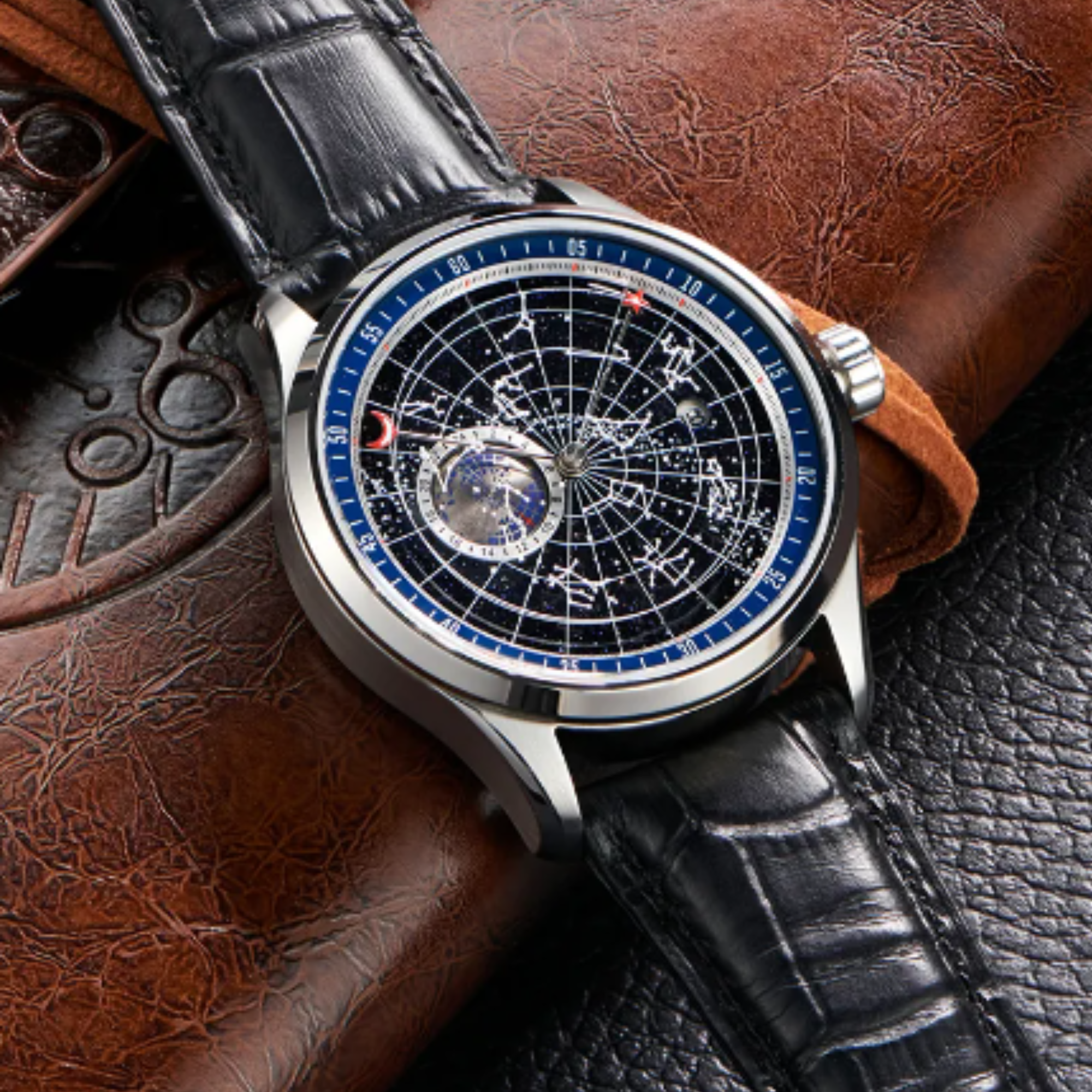 Star Sky Earth Hand Custom with Japanese Miyota 8217 Automatic Watch