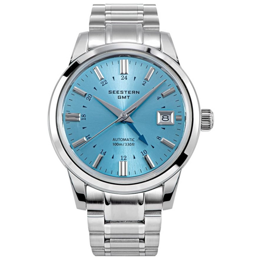 Seestern S446 GMT Watch Ice Blue Dial (Seiko NH34 GMT movement)