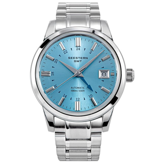 Seestern S446 GMT Watch Ice Blue Dial (Seiko NH34 GMT movement)