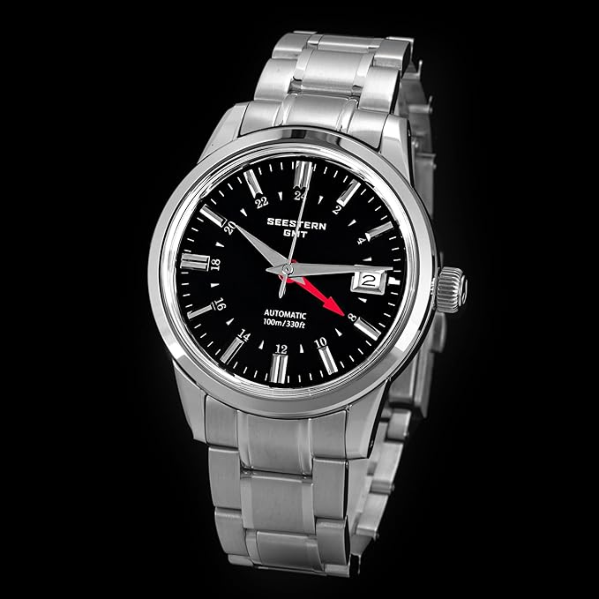 Seestern S446 GMT Watch Black Dial (Seiko NH34 GMT movement)