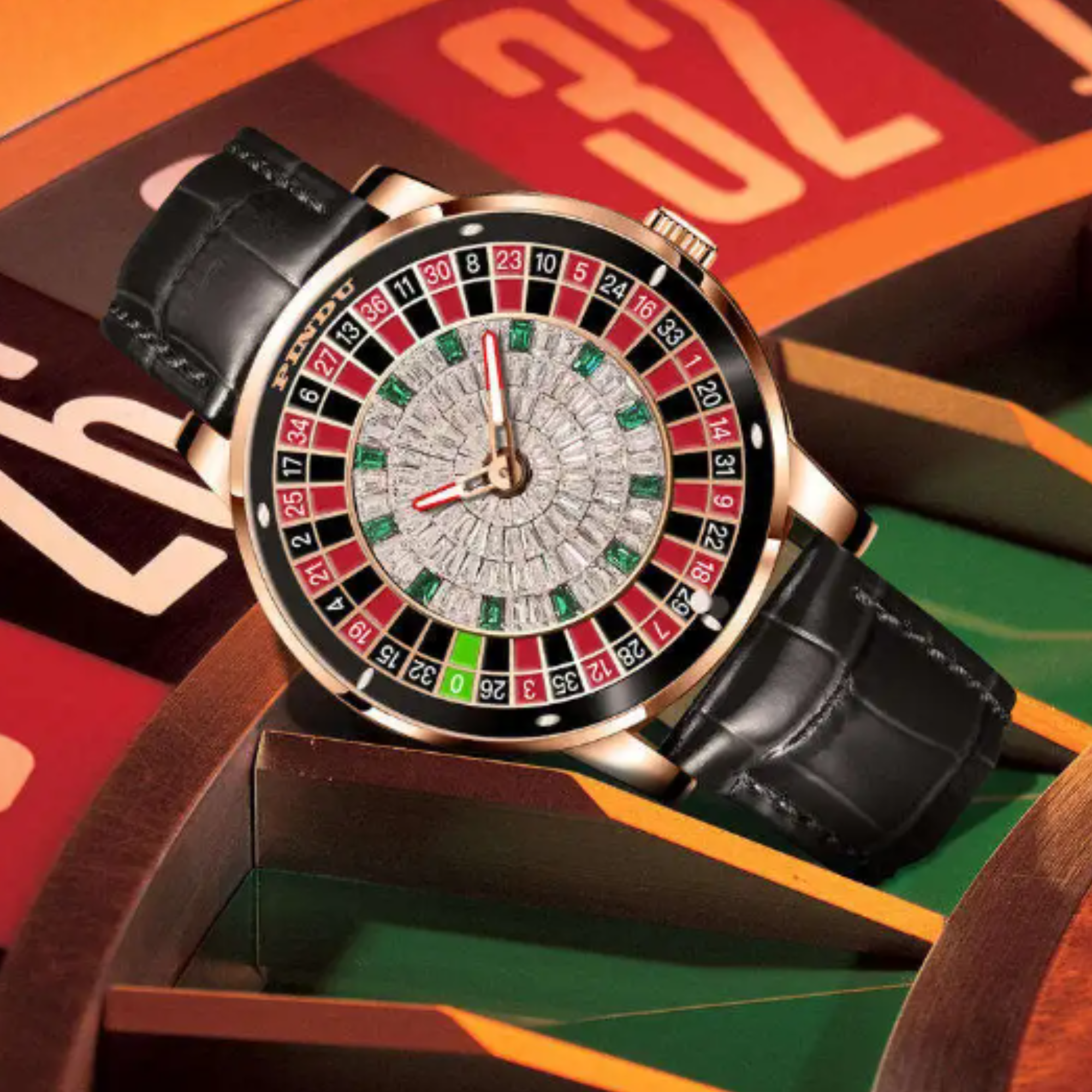 Luxury Casino Watch with Seiko NH-35 Automatic movement Crystal Diamon