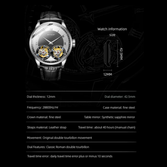 Aesop Double Tourbillon Sapphire 316l Stainless Steel Watch 7026