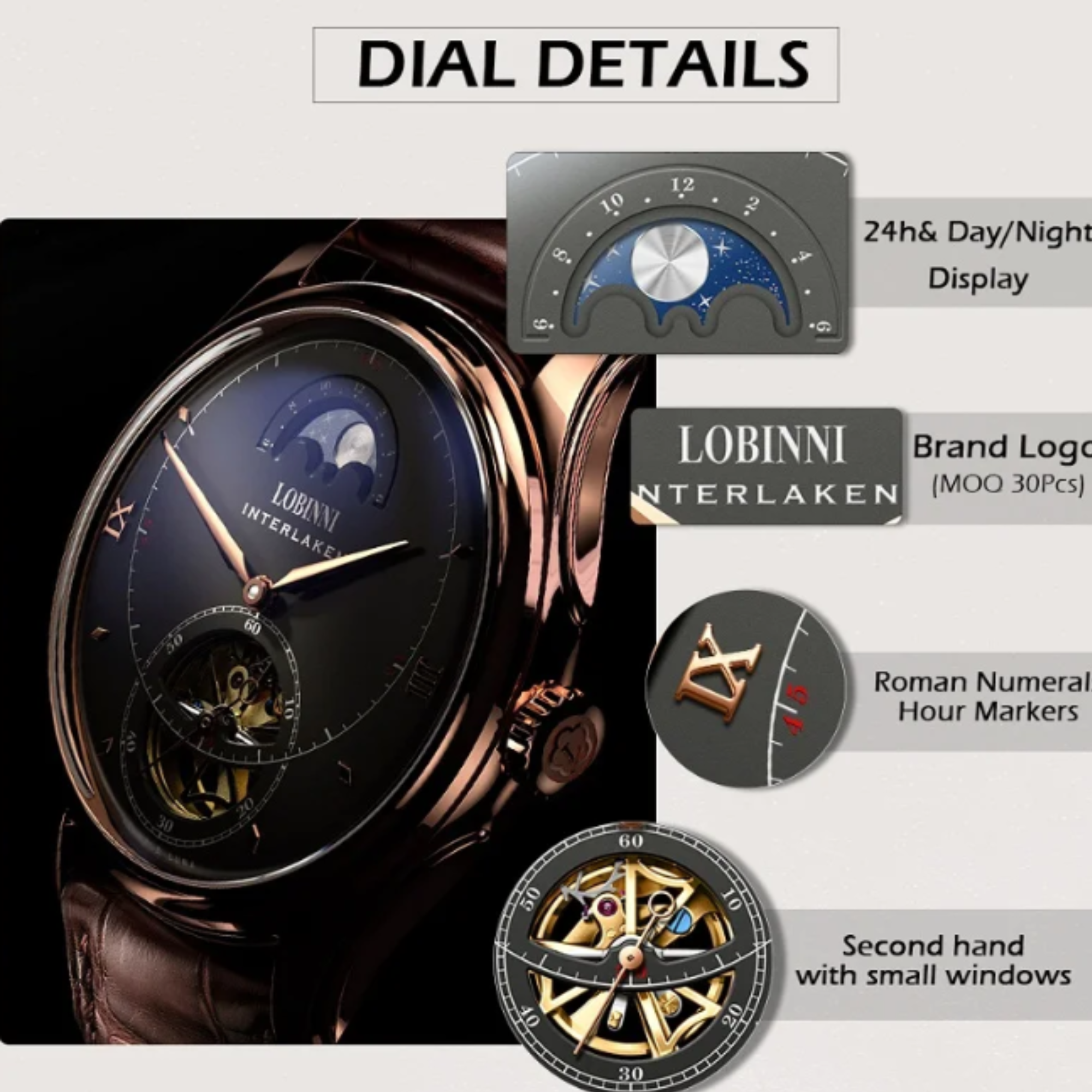 LOBINNI Stainless Steel Men Watches Top Brand Luxury Automatic Mechanical Watch Sapphire Glass Waterproof Wirstwatch -13021/ 22