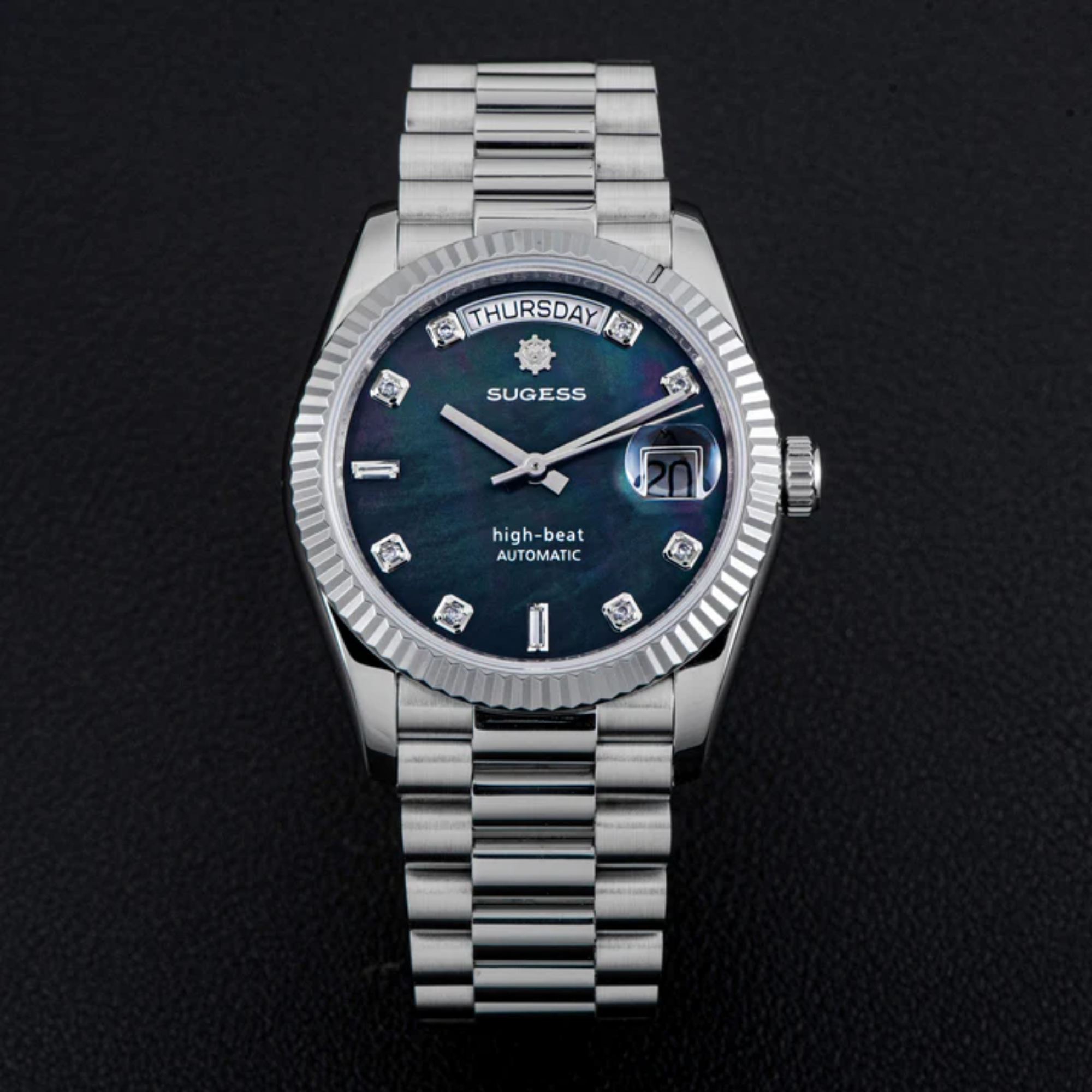 Sugess Heritage S449 DD Date and Day Display DD36 36mm Stainless Steel Black Pearl Dial Automatic