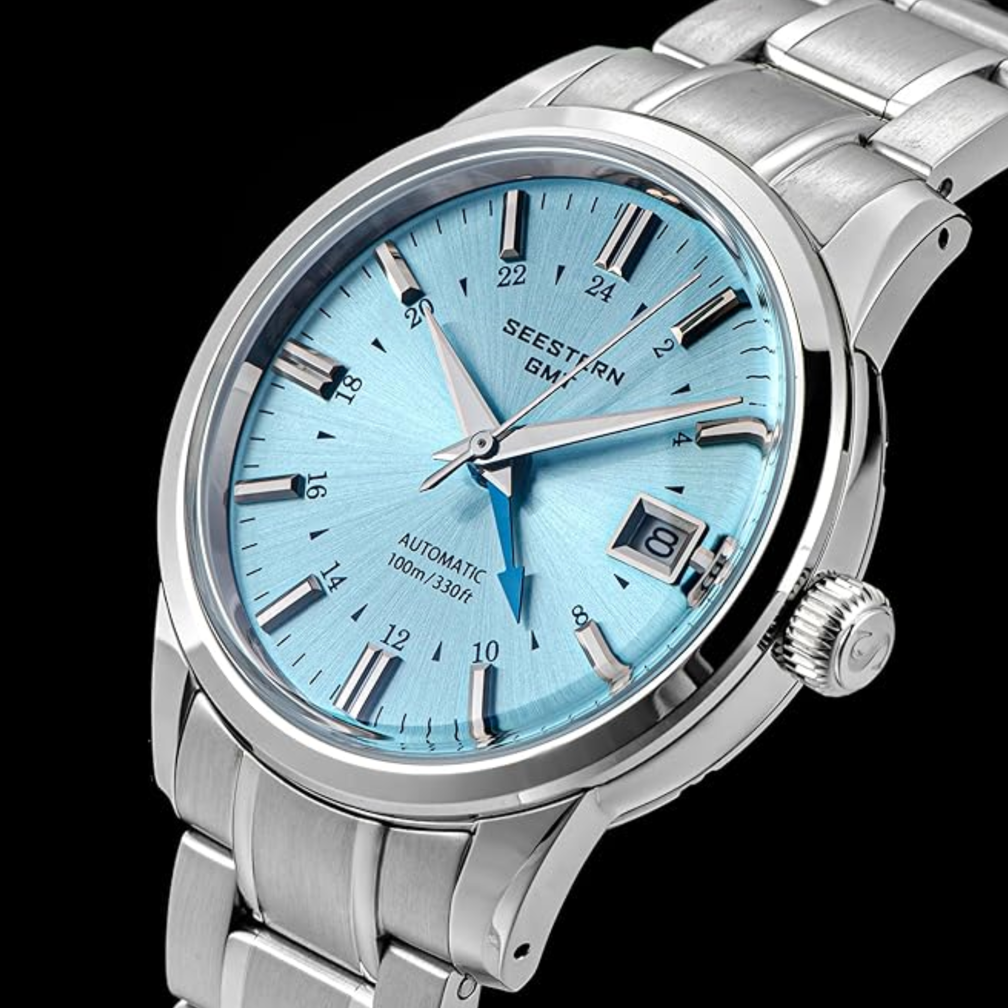 Seestern S446 GMT Watch Ice Blue Dial (Seiko NH34 GMT movement)