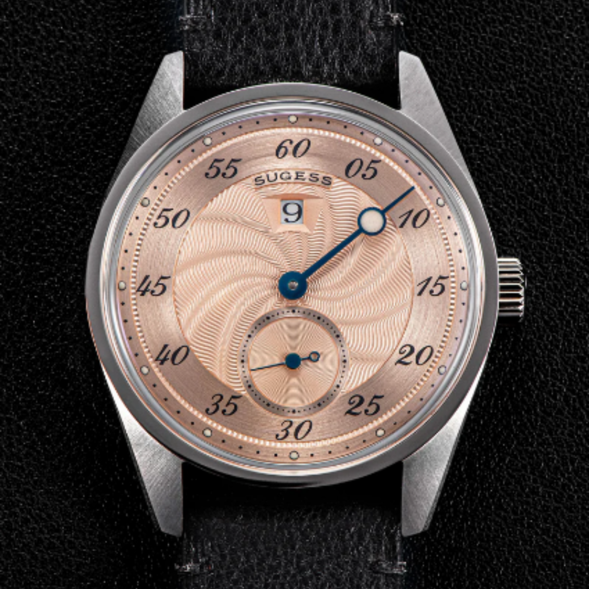 Sugess Automatic S451-1 Salmon Dial Jumping Hour One Pointer Stainless Steel