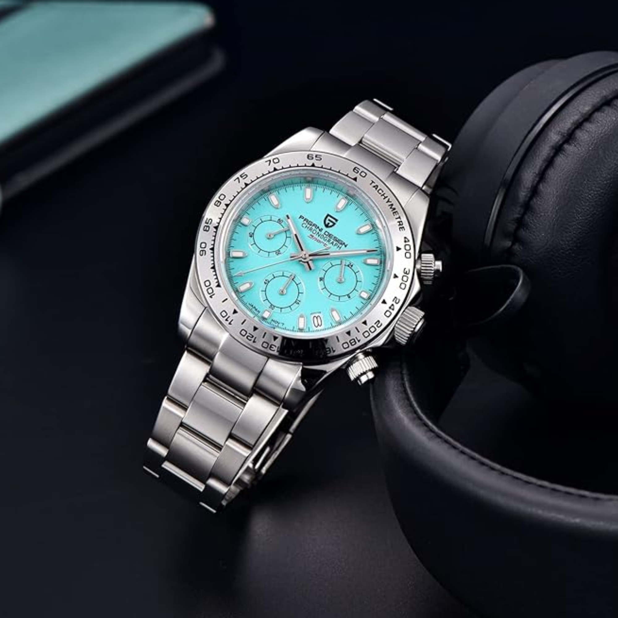 PAGANI DESIGN PD-1727 Men's  Waterproof Chronograph Diver with  sapphire crystal and Date functionality - Ice Blue Dial