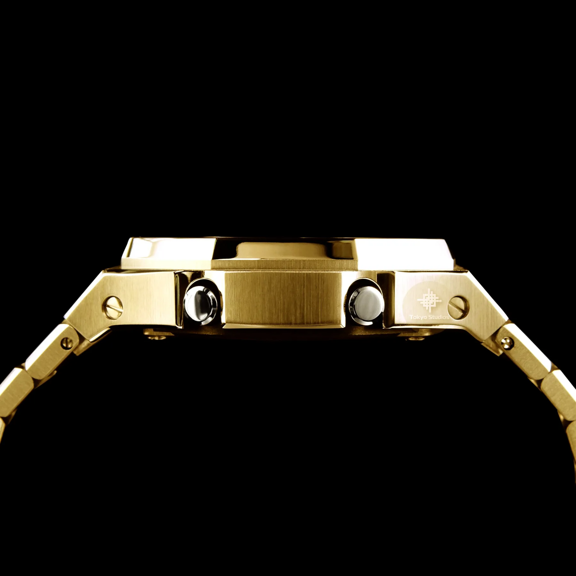 Mod Kit Metal Watchband and Metal Case for G-shock GM-2100 and GM-2110/B-2100 " Casioak" (Golden  Bracelet)