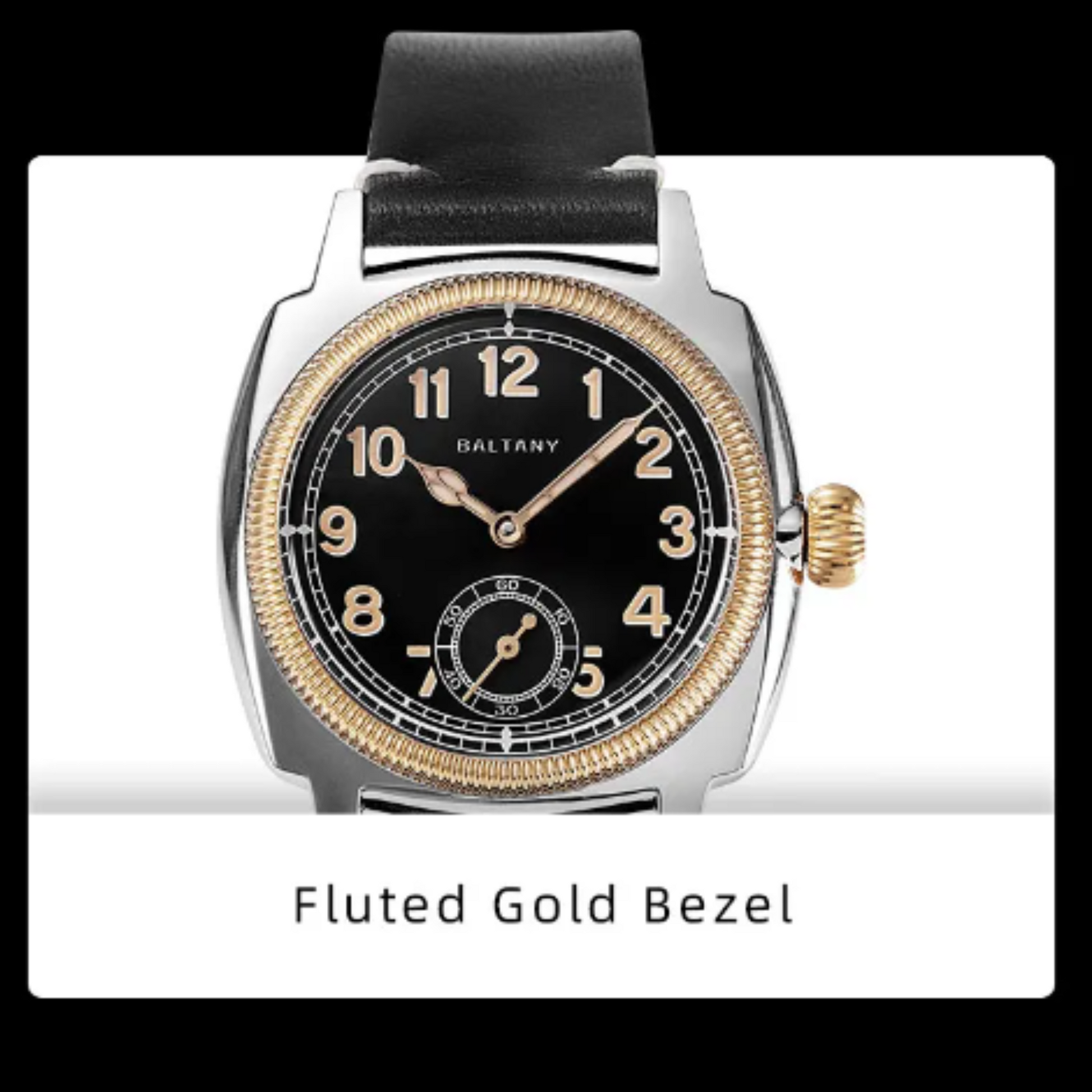 Baltany 1926 Wristatch S4036F Unisex ST1701 Move Gold Case Luminous Sapphire Crystal - Black Dial