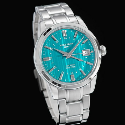 Seestern S446 GMT Watch Teal Colour Dial (Seiko NH34 GMT movement)