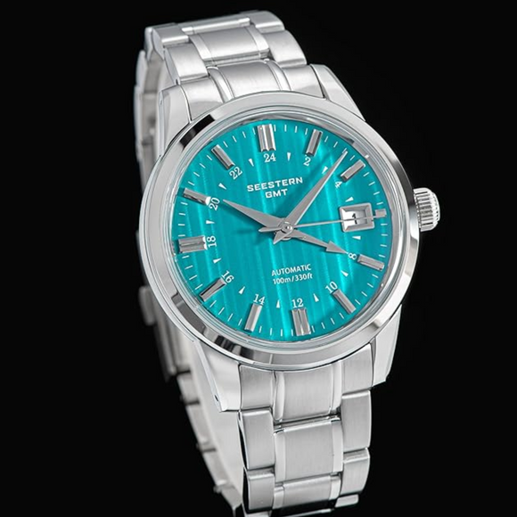 Seestern S446 GMT Watch Teal Colour Dial (Seiko NH34 GMT movement)