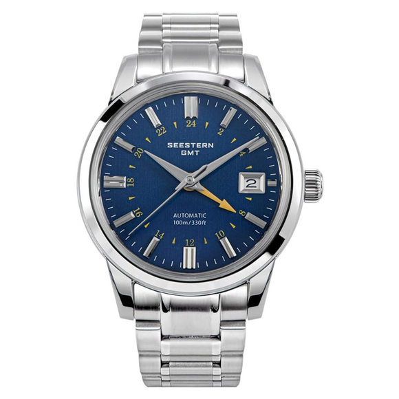 Seestern S446 GMT Watch Deep Blue Dial (Seiko NH34 GMT movement)