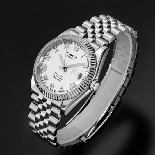 Sugess Automatic Classic S447 36mm White Dial Fluted Bezel Jubilee Bracelet ST2130