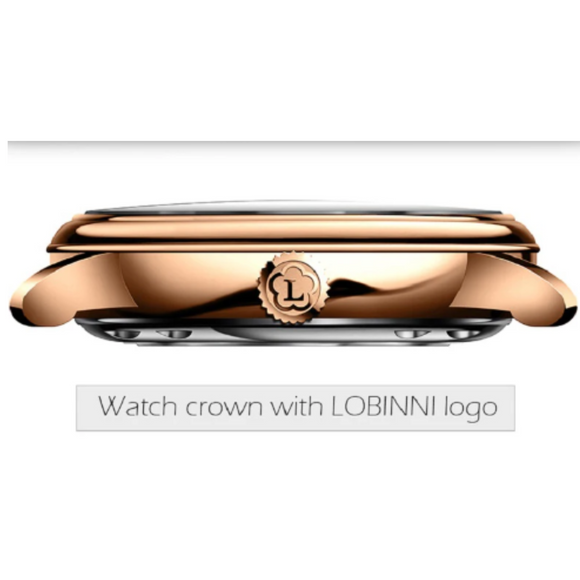 LOBINNI Brand Men Watches Automatic Stainless Steel Waterproof Watch Men Luxury Business Sport Mechanical Wristwatch - 14003