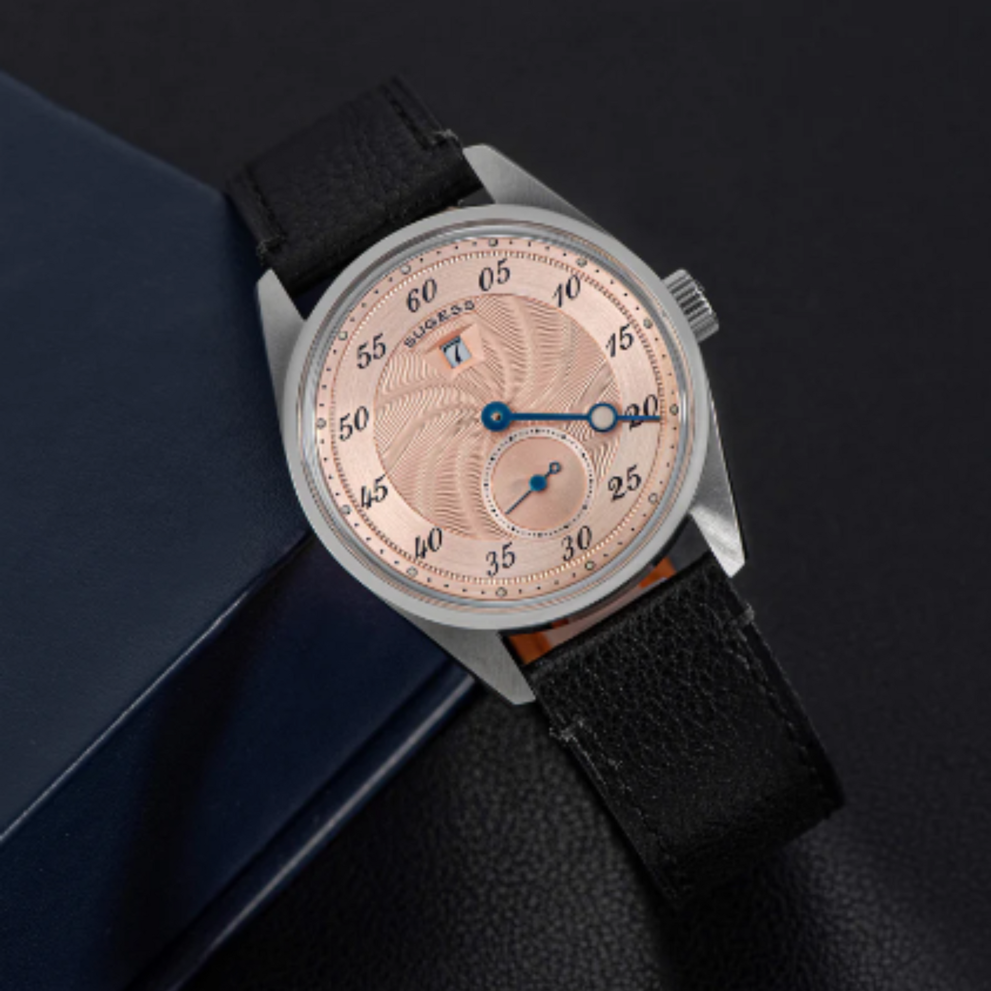 Sugess Automatic S451-1 Salmon Dial Jumping Hour One Pointer Stainless Steel