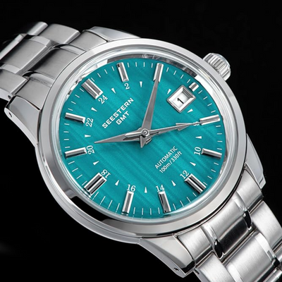 Seestern S446 GMT Watch Teal Colour Dial (Seiko NH34 GMT movement)