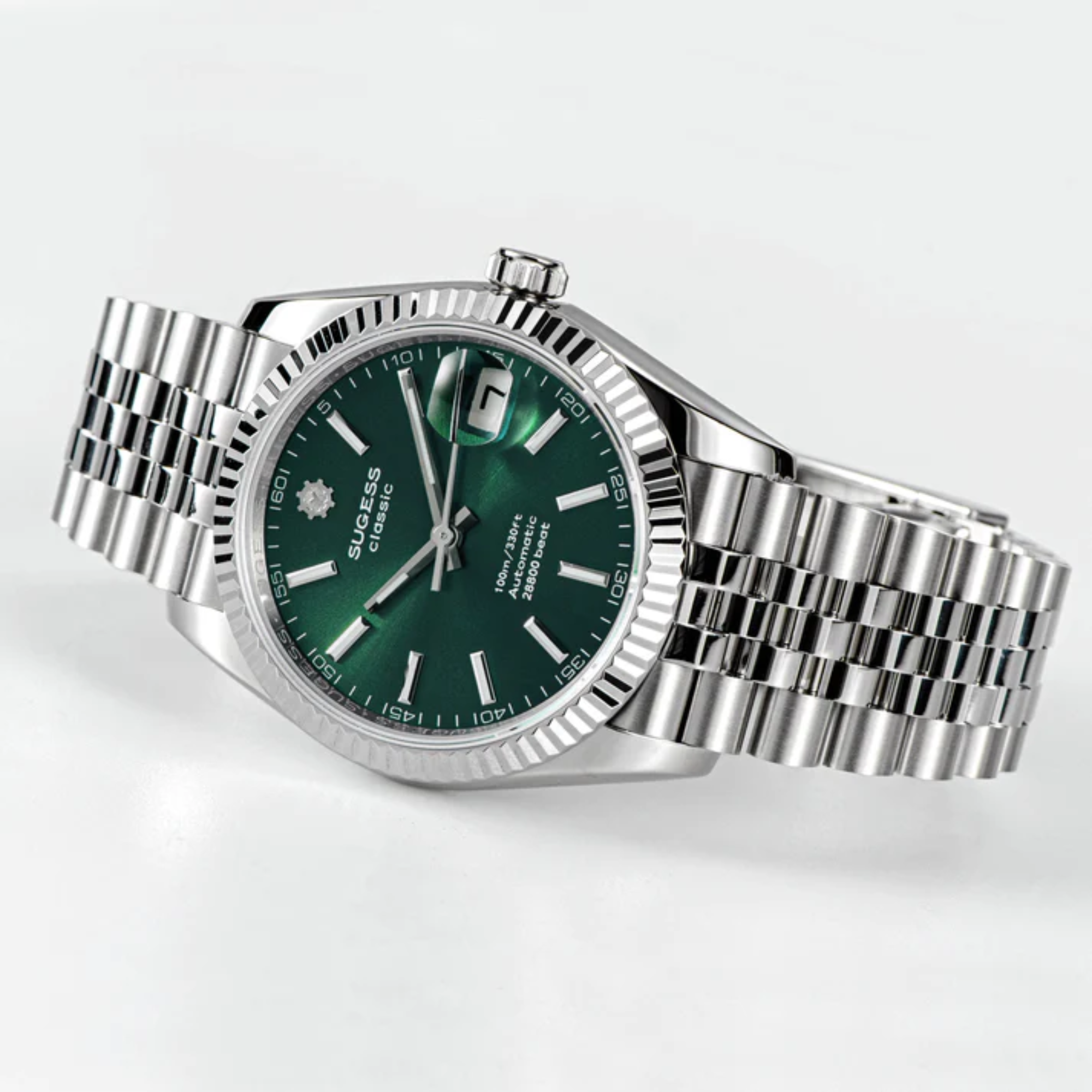 Sugess Automatic Classic S447 36mm Green Dial Fluted Bezel Jubilee Bracelet ST2130