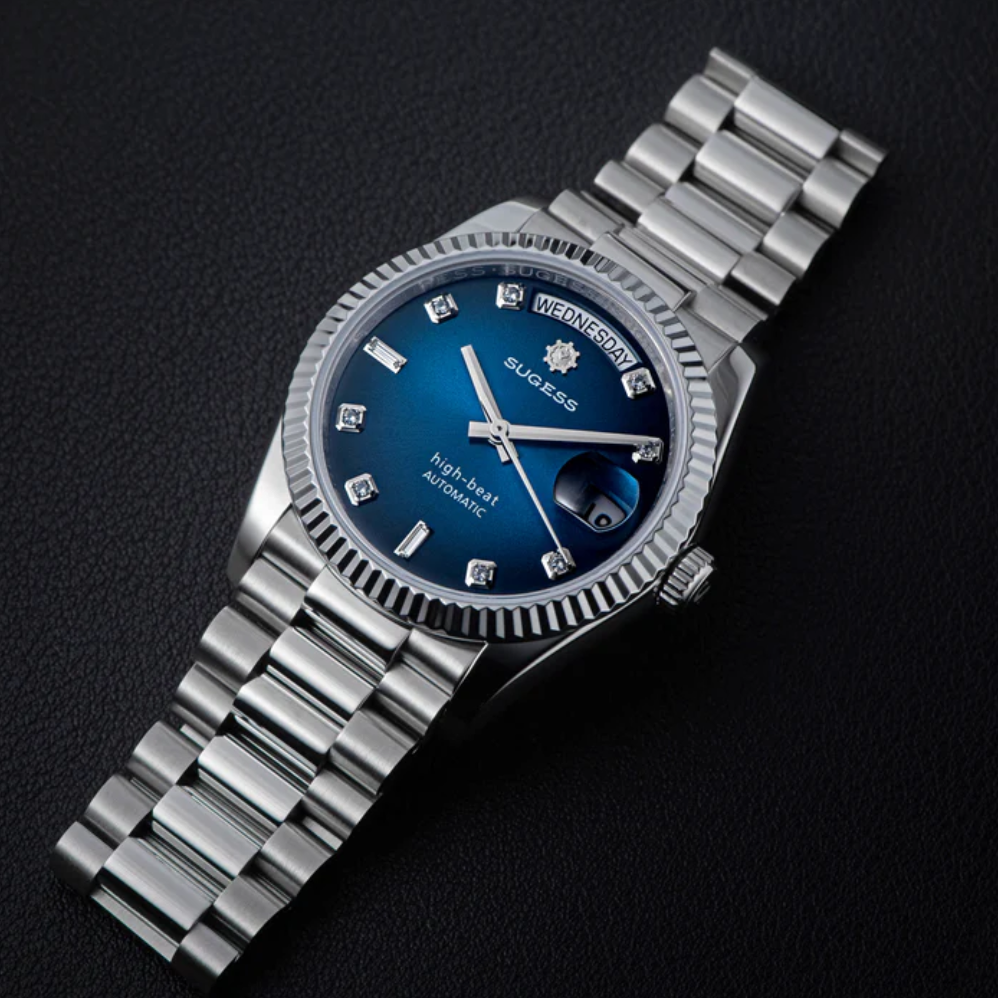 Sugess Heritage S449 DD Date and Day Display DD36 36mm Stainless Steel Blue Dial Automatic