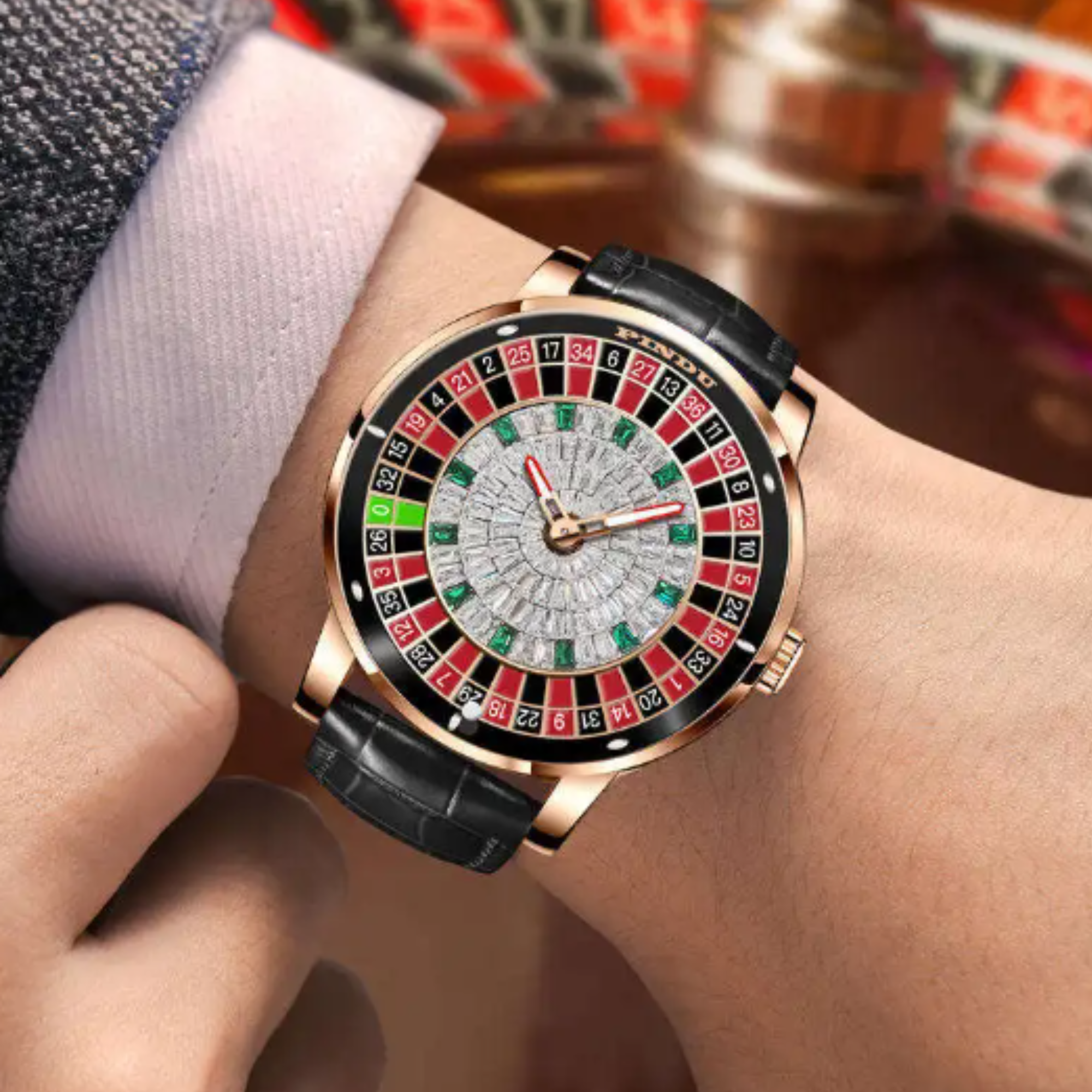 Luxury Casino Watch with Seiko NH-35 Automatic movement Crystal Diamond Watches Rotating Disk Mens Mechanical watch Roulette