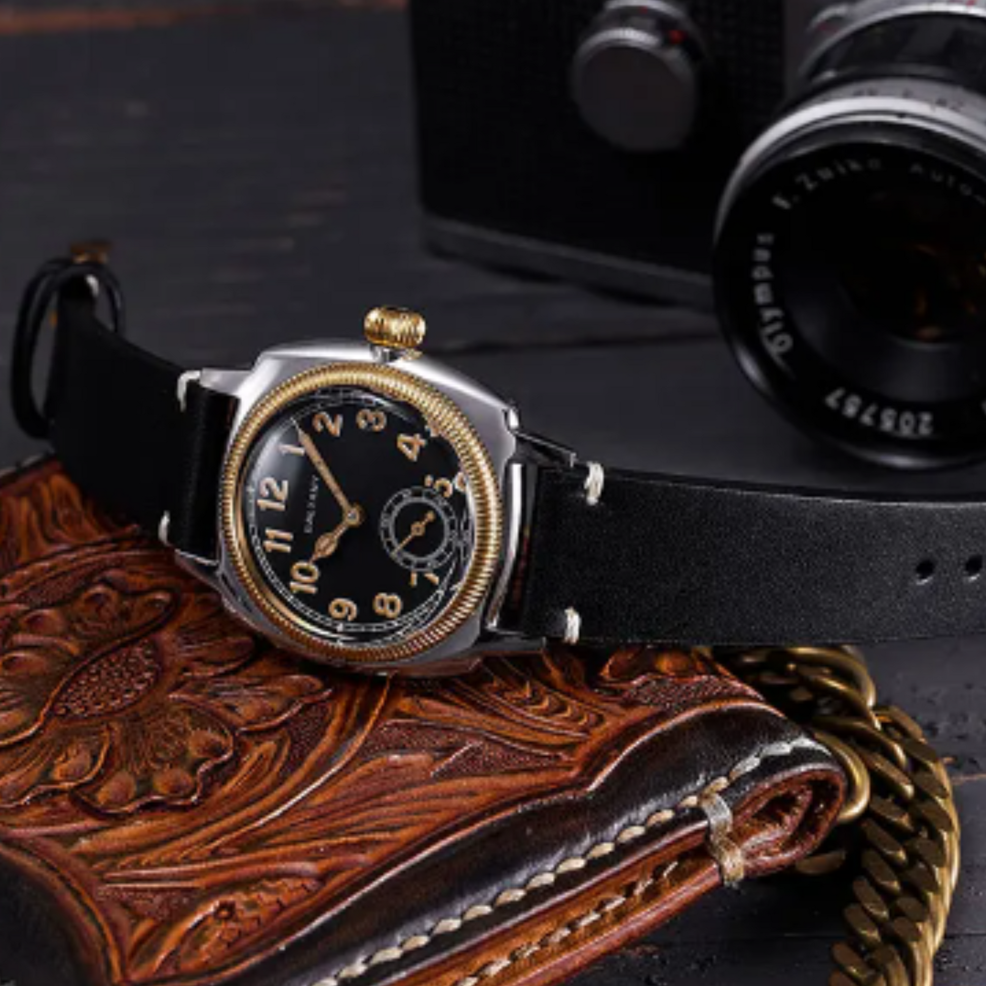 Baltany 1926 Wristatch S4036F Unisex ST1701 Move Gold Case Luminous Sapphire Crystal - Black Dial