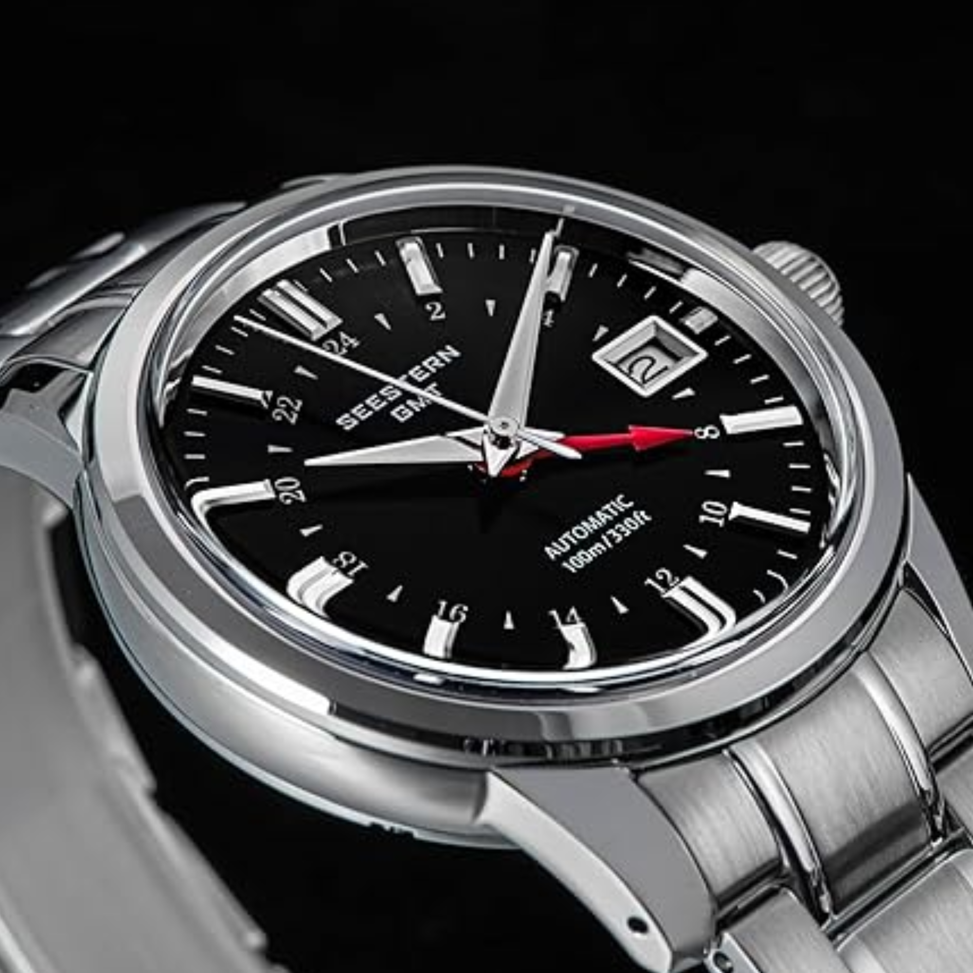 Seestern S446 GMT Watch Black Dial (Seiko NH34 GMT movement)