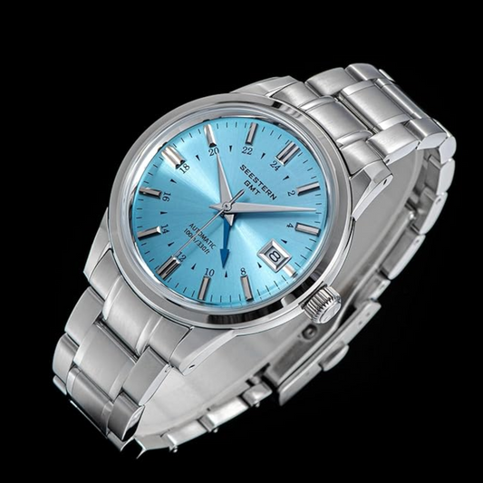 Seestern S446 GMT Watch Ice Blue Dial (Seiko NH34 GMT movement)