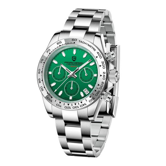 PAGANI DESIGN PD-1727 Men's  Waterproof Chronograph Diver with  sapphire crystal and Date functionality - Green Dial