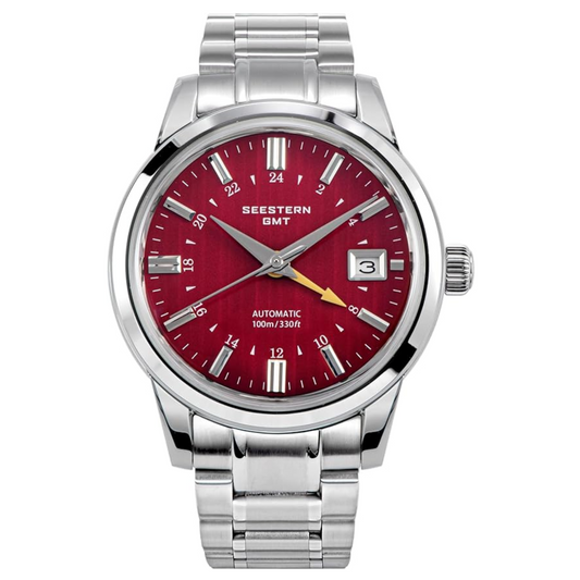 Seestern S446 GMT Watch Red Dial (Seiko NH34 GMT movement)